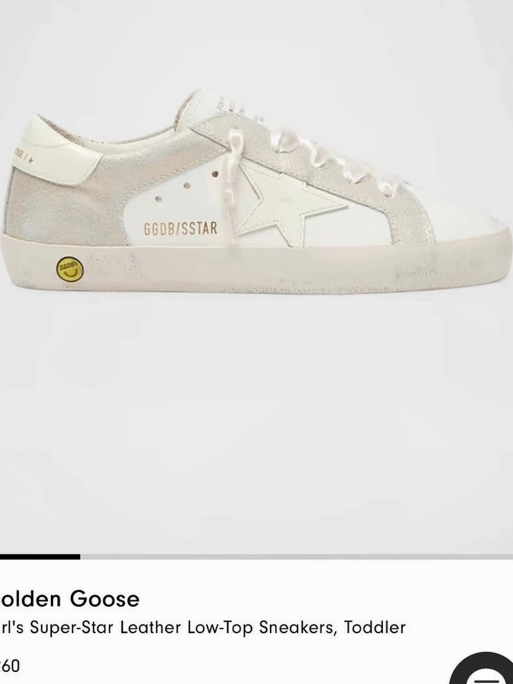 Golden Goose Super-Star Kids Sneakers White & Silver US 7